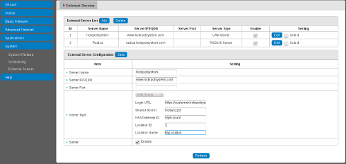 UAM Server configuration